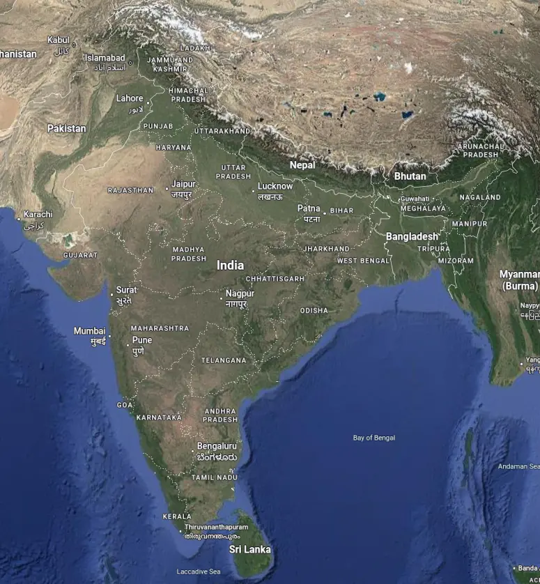 India seismic network map showing BK-1 device locations and monitoring coverage